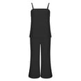 thumbnail image 5 of Gamivast Two Piece Sets for Women Spaghetti Strap Camisole Top Matching Pants Jumpsuit Lounge Set Summer Beach Outfits Black L Pantalones Capri Para Mujer, 5 of 8