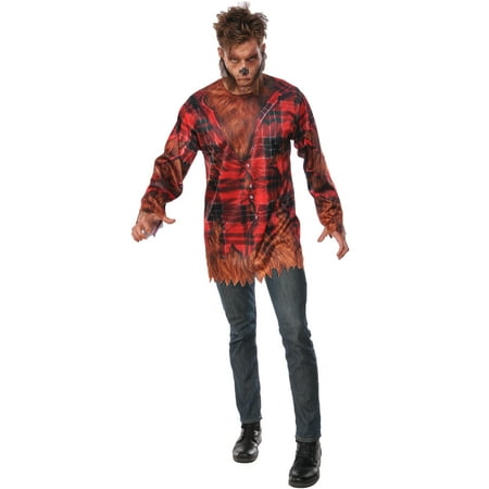The Wolfman Adult Men Werewolf Halloween Flannel Costume Shirt-Std