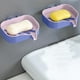 thumbnail image 5 of Jabonero de doble capa, Organizador de baño montado en la pared, Rejilla de drenaje no perforada, Plástico azul, 13x9x3cm/5x3.5x1.2in, Fácil de instalar con adhesivo, No se necesita taladro, Diseño, 5 of 5