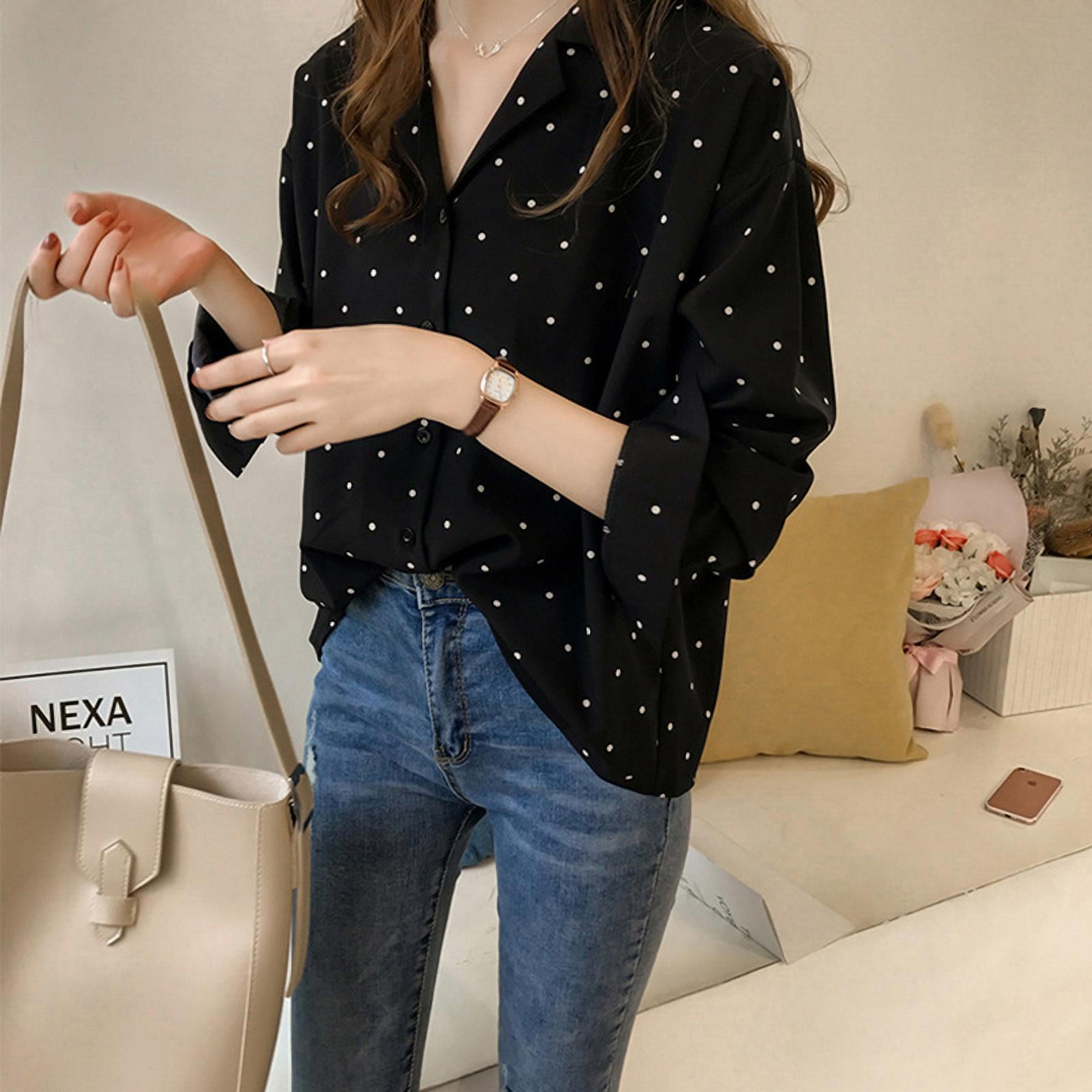 Fashion Women Polka Dot Printed Chiffon 