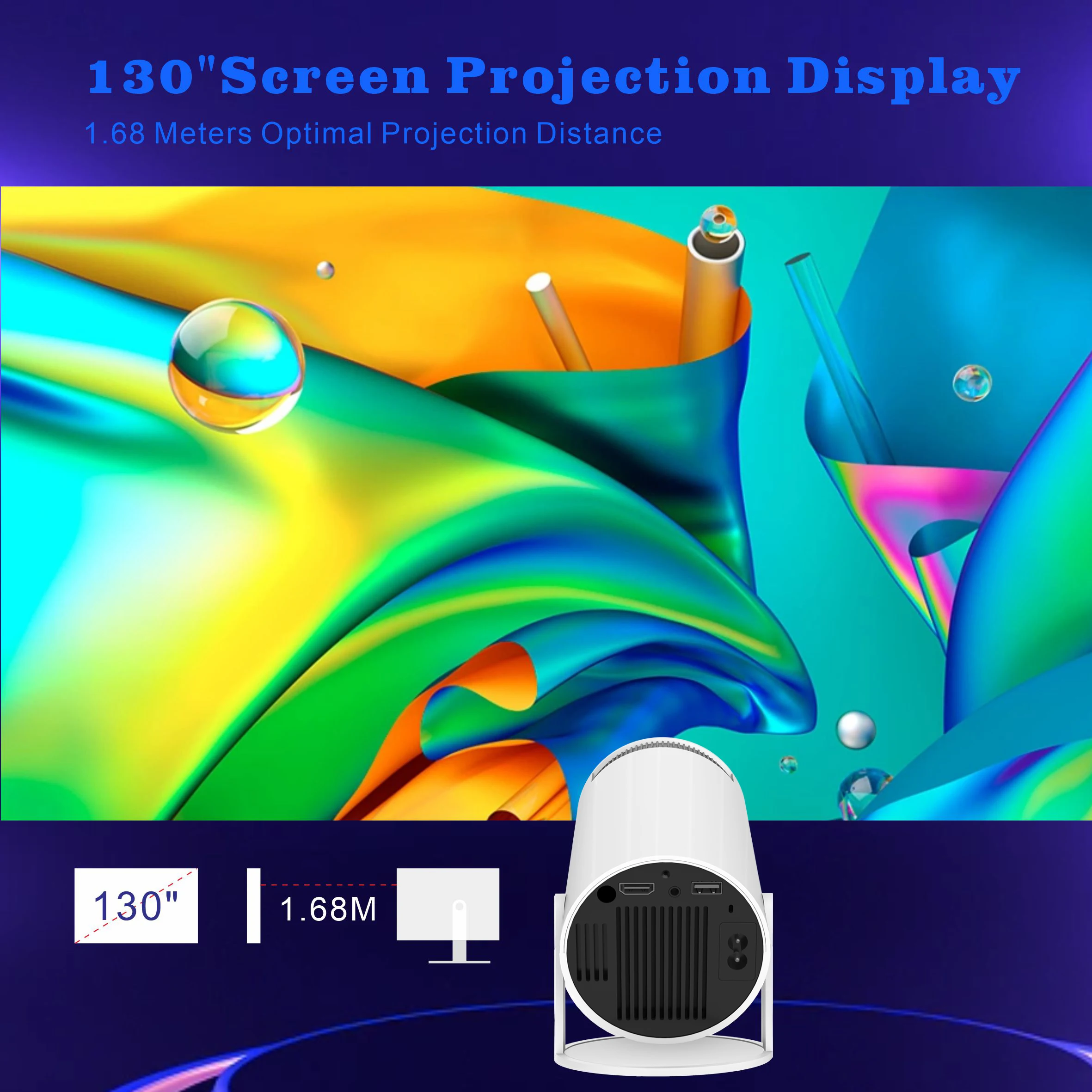 Projector with WiFi and Bluetooth 4K Mini Projector 1080P Full HD Portable Outdoor Movie Projector without Screen with Remote