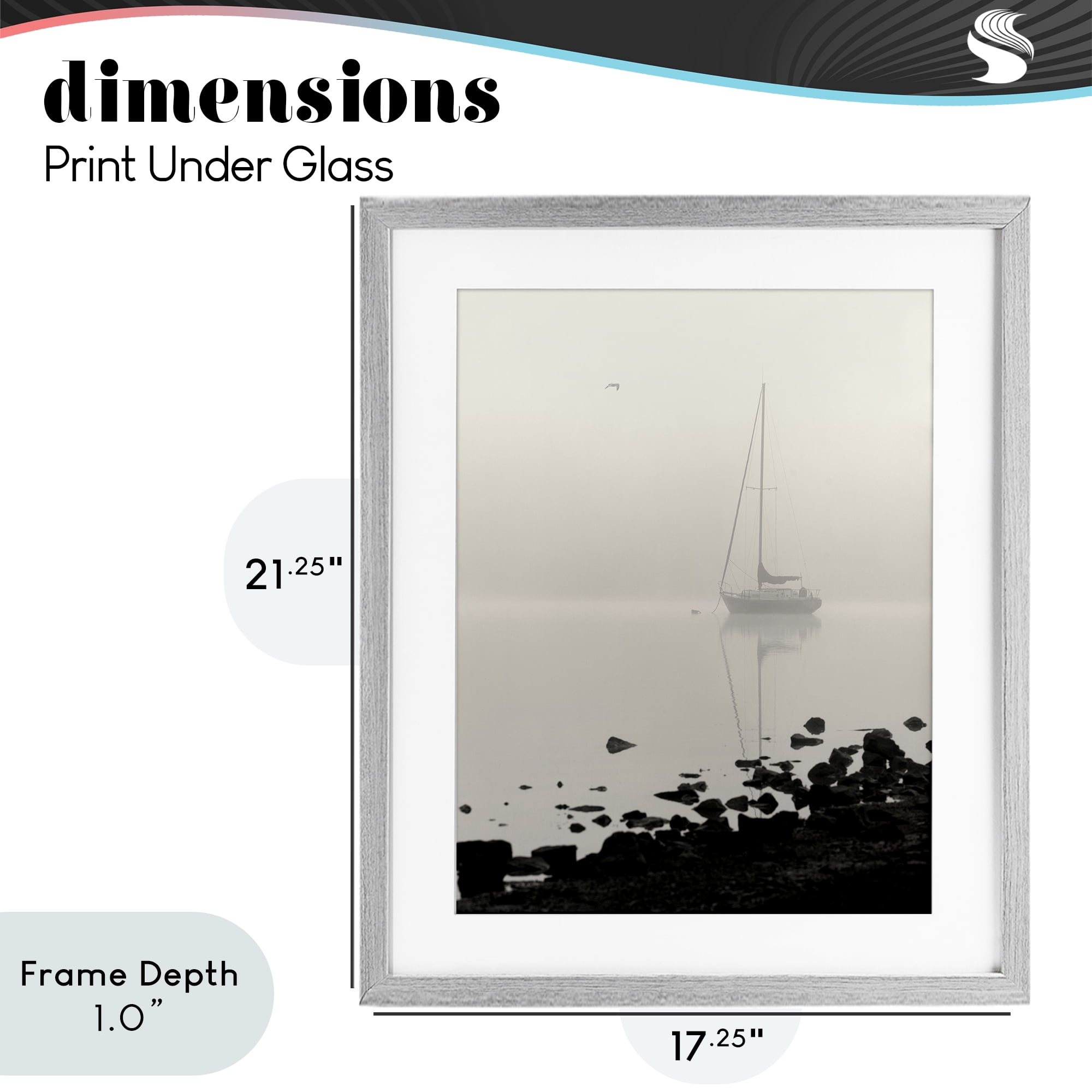 Stupell Industries Moored In Fog Gray Framed Print Under Glass, design by Nicholas Bell