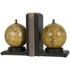DecMode 6" Globe World Map Brown Wood Bookends (Set of 2)
