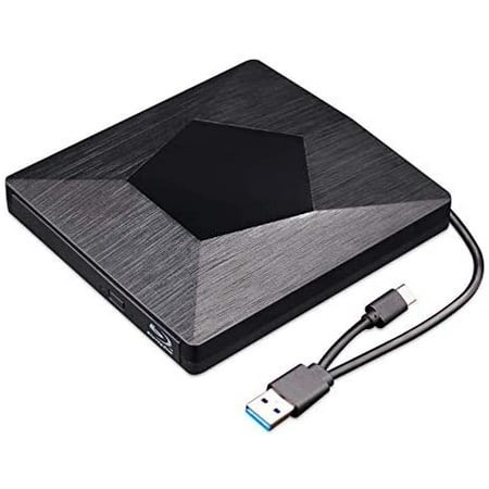 Lecteur Blu Ray Externe 3D, Ultra Slim USB 3.0 et Type-C Blu Ray Optical CD  DVD Drive for Mac OS, Windows XP/7/8/10, Laptop PC (Noir)