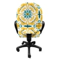 thumbnail image 3 of Victorian Office Chair Slipcover, Swirling Botanical Inspired Motif Repetition, Protective Stretch Decorative Fabric Cover, Standard Size, Mustard Multicolor, by Ambesonne, 3 of 5