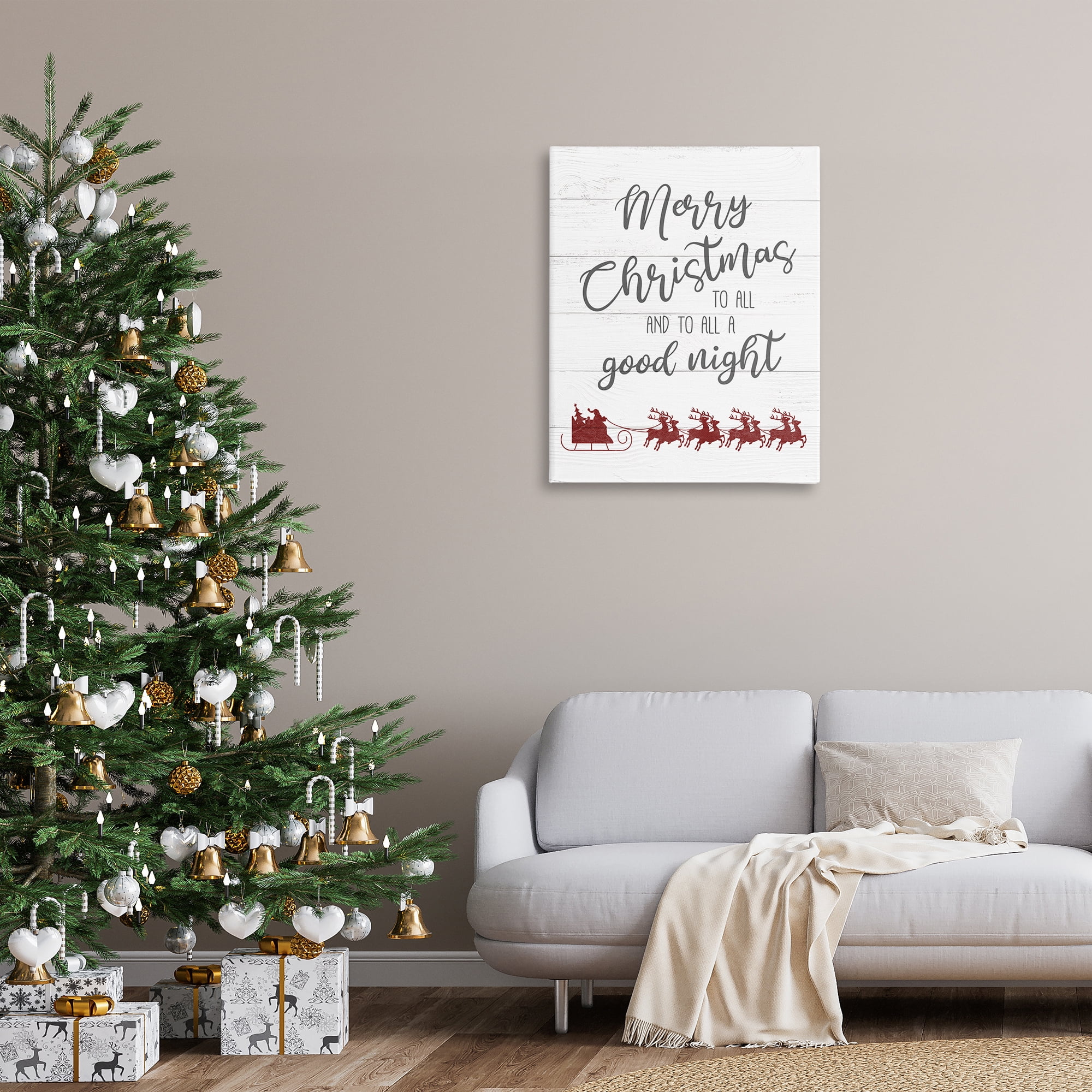 Stupell Industries To All A Good Night Christmas Holiday Painting Gallery Wrapped Canvas Art Prints Wall Art, 30 x 40
