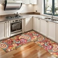 thumbnail image 3 of Kitchen Rugs Sets Of 2,Red Pioneer Flower and Paisley Pattern Anti Fatigue Kitchen Mat Rugs Non Slip Washable,Decorative Kitchen Floor Mats for Kitchen,Sink,Laundry,17"X47", 3 of 5