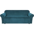 thumbnail image 1 of All inclusive elastic sofa cover, solid velvet velvet one-piece design, fabric sofa cover, enhancing home style (three seater deep water blue), 1 of 5