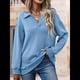 thumbnail image 5 of Sudadera con Cuello en V y Larga para Mujer, Estilo Informal, Holgado, de Punto, Estilo Túnica, para Otoño Azul L, 5 of 10