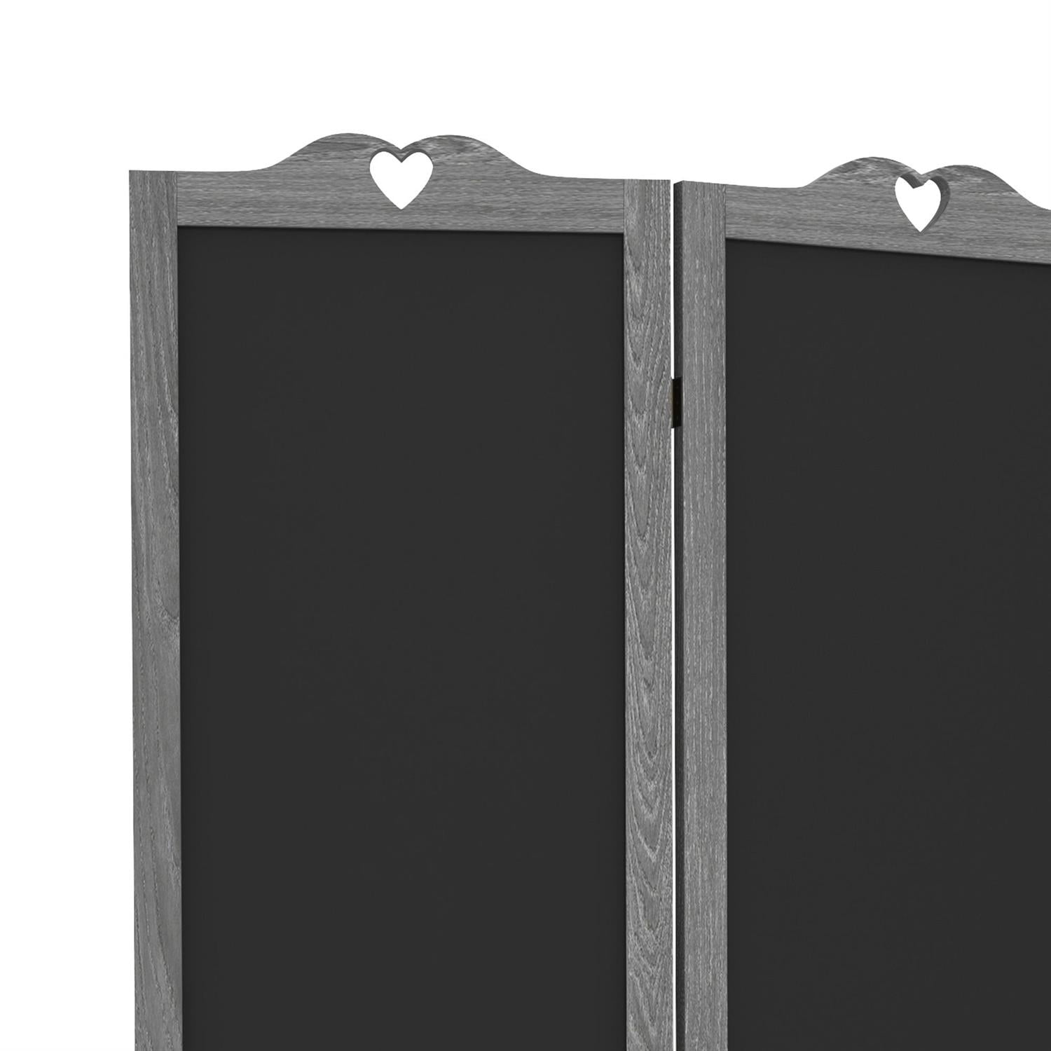 Demi Bonn 5.5ft Tall Wood Room Divider with Blackboard Feature, 4-Panel Folding Privacy Screen for Home Office Spaces, Functional Workspace Divider, Gray
