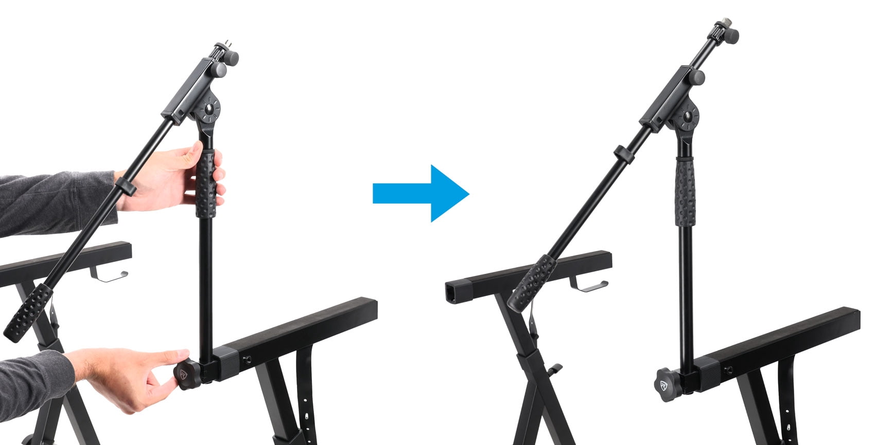 Rockville ZMS Mic Stand Attachment for Z-Stands Adjustable Boom, Height, and Angle