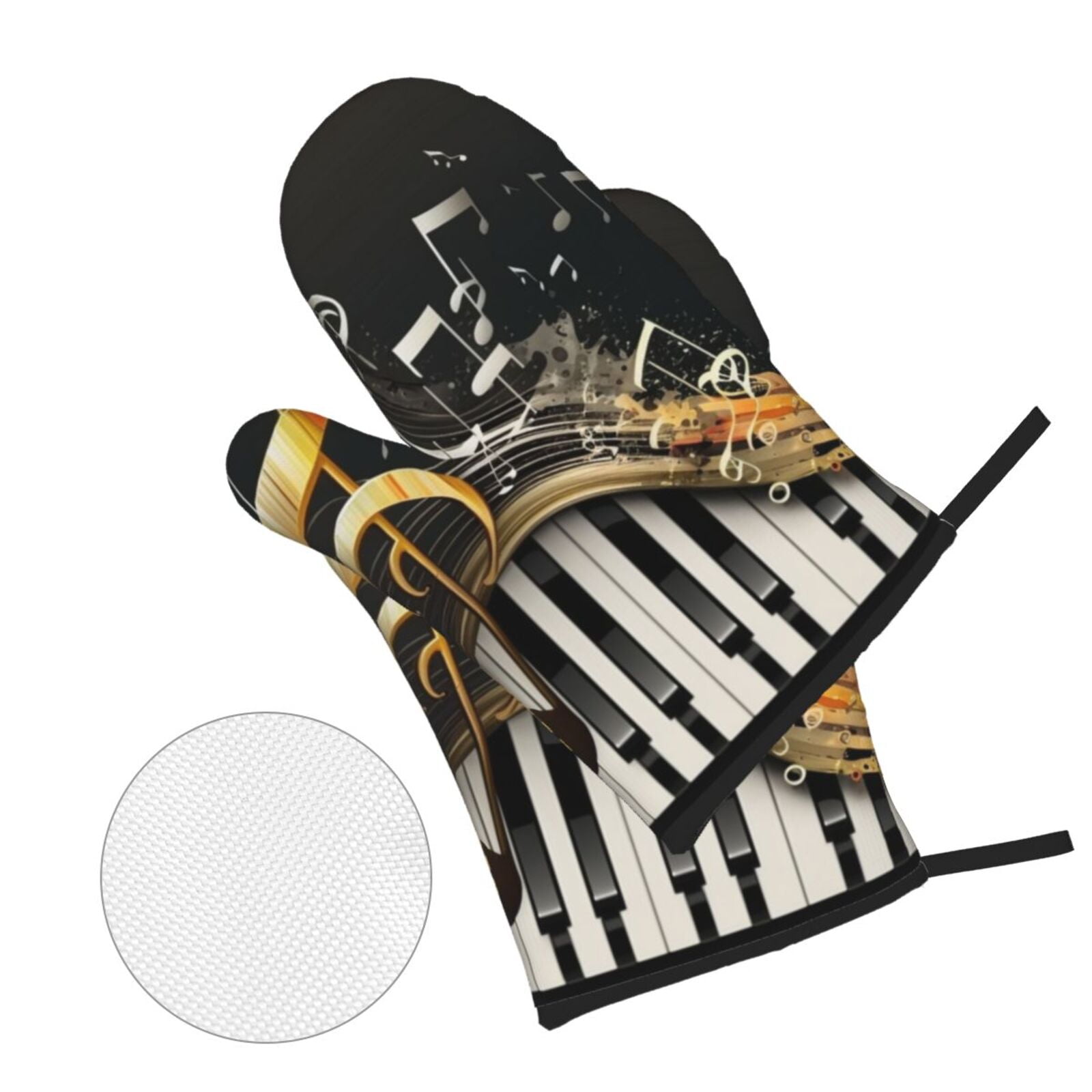 Music Cool Piano Vintage 4Pcs Oven Mitts and Pot Holders Sets Oven Kitchen Gloves Hot Pads for Cooking BBQ Baking Grilling