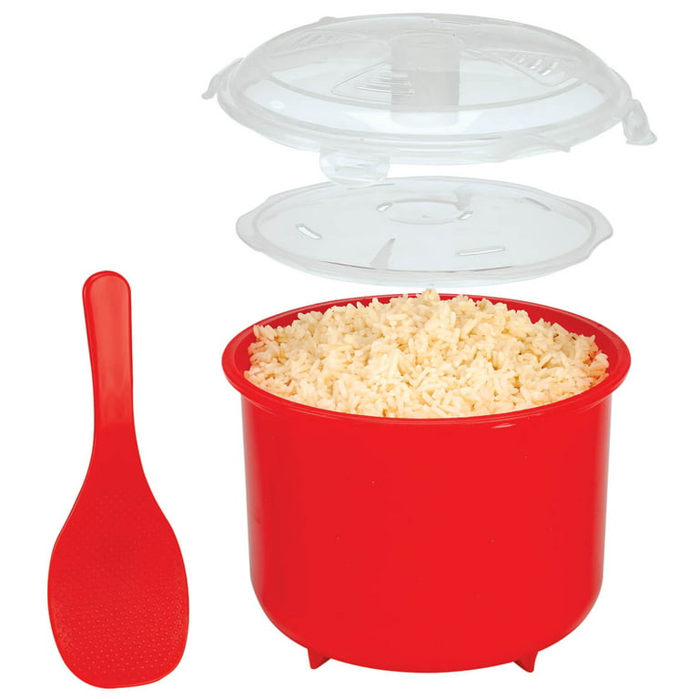 Microwave Rice Steamer Cooker BPA Free 2.6L Red