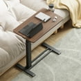 thumbnail image 5 of FLEXISPOT Height Adjustable Medical Bed Table with Hidden Casters, Rolling Laptop Desk with Cup Holder, Small Pneumatic Sit Stand Desk for Home Office, Sofa or Bedside Use, 28"x16", Walnut, 5 of 10