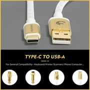 Mamba Snake C03 Coiled USB C Cable for Gaming Keyboard, Starlight Braided Mechanical Keyboard Cable with Gold Detachable Metal Aviator, Double-Sleeved, Pro Custom Type C Charging Keyboard Cable-White