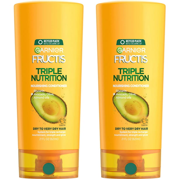 Garnier Fructis Hair Care Triple Nutrition Conditioner For Dry Hair, Deeply  Nourish & Moisturize With Avocado, Olive And Almond Oil Blend, 21 Fl Oz  (Pack Of 2) - Packaging May Vary 