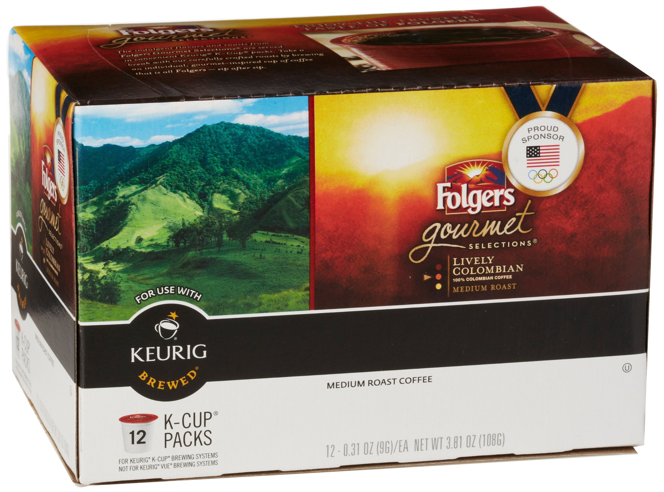 Folgers 100% Colombian Coffee, K Cup Pods For Keurig Brewers, 72 Count.