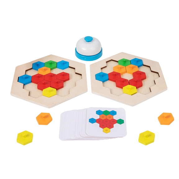 Wooden Hexagonal Strategy Board Game With Colorful Beads For Two-Player Logic And Balancing Fun