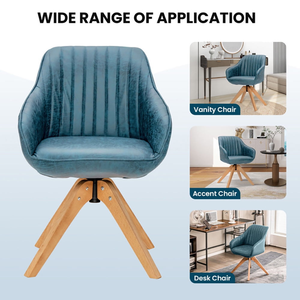 Finihen Accent Chair, Set of 2 Swivel Accent Chair, Modern Leathaire Set of 2 Swivel Accent Chair with Beech Wood Legs, for Living Room, Bedroom, Blue Finihen Accent Chair, Set of 2 Swivel Accent Chair, Modern Leathaire Set of 2 Swivel Accent Chair with Beech Wood Legs, for Living Room, Bedroom, Blue