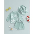 thumbnail image 5 of BemeyourBBs Toddlers Baby Boy Girl 3 Piece Swimsuit Infant Bathing Suit Starfish Swim Shirt Trunk Shorts Set and Sun Hat Long Sleeve Swimwear Sunsuit UPF 50+ Rash Guard, 5 of 9