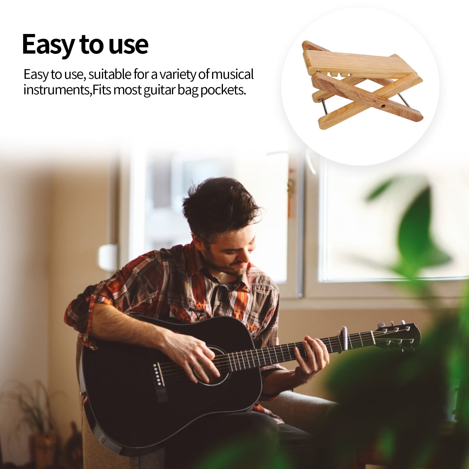 Guitar Footstool,Bamboo Portable Foldable Stool,Folk Classical Acoustic Guitar Footrest Foldable And Portable Bamboo Guitar Pedal Guitar Instrument Accessories for Guitar Playing