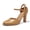 light brown, variant on Women Chunky High Heels Closed Pointed Toe Ankle Strap Pumps Vintage Dress Party Shoes