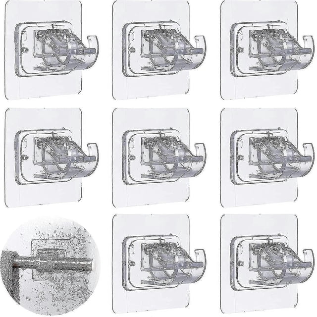 Curtain Rod No Drilling, 8 Pcs Adhesive Curtain Rod Holder Hooks High Quality