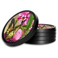 thumbnail image 1 of Silicone Non-Slip Drink Coasters with Removable Printed Absorbent Felt Pad - Set of 4 - Monarch & Flowers, 1 of 3