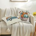 thumbnail image 4 of Happy Fall Pillow Covers 18x18 Set of 4 Autumn Pumpkin Throw Pillow Thanksgiving Day Gift Fall Decor Outdoor Decorative Pillowcase Teal Watercolor Grateful Farmhouse for Sofa Couch Livingroom, 4 of 5