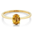 thumbnail image 2 of Gem Stone King 10K Yellow Gold Yellow Citrine Solitaire Engagement Ring for Women (0.70 Cttw, Oval Checkerboard 7X5MM, Gemstone November Birthstone, Size 7.5), 2 of 3