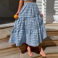 thumbnail image 2 of CHUOU Summer Plaid Multicolor A Line Cake Skirt Women's Mid Length Pleated Checkered Skirt, 2 of 5