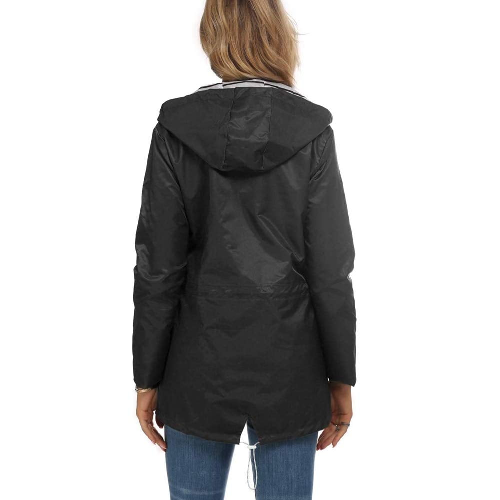 Women Ladies Waterproof Jacket Raincoat Hooded Rain Mac Outdoor