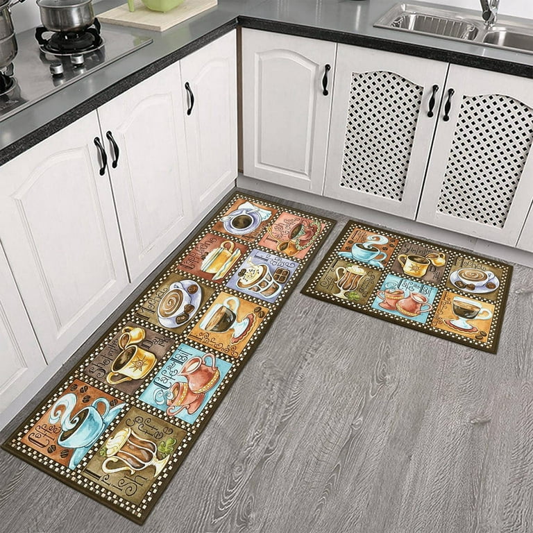 Coffee Cup Printed Kitchen Rug, Anti-slip Absorbent Memory Foam Mat, Soft Anti-fatigue  Kitchen Rug, Runner Rug, Throw Rug For Living Room Bedroom Balcony, Carpet  For Kitchen Home Office Hallway Sink Laundry 