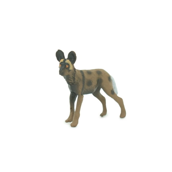 African Wild Dog, Painted Wolf, African Hunting Dog, Hand Painted, Educational, Rubber Animal, Realistic Figure, Lifelike, Gift, 2 " SF52 B58