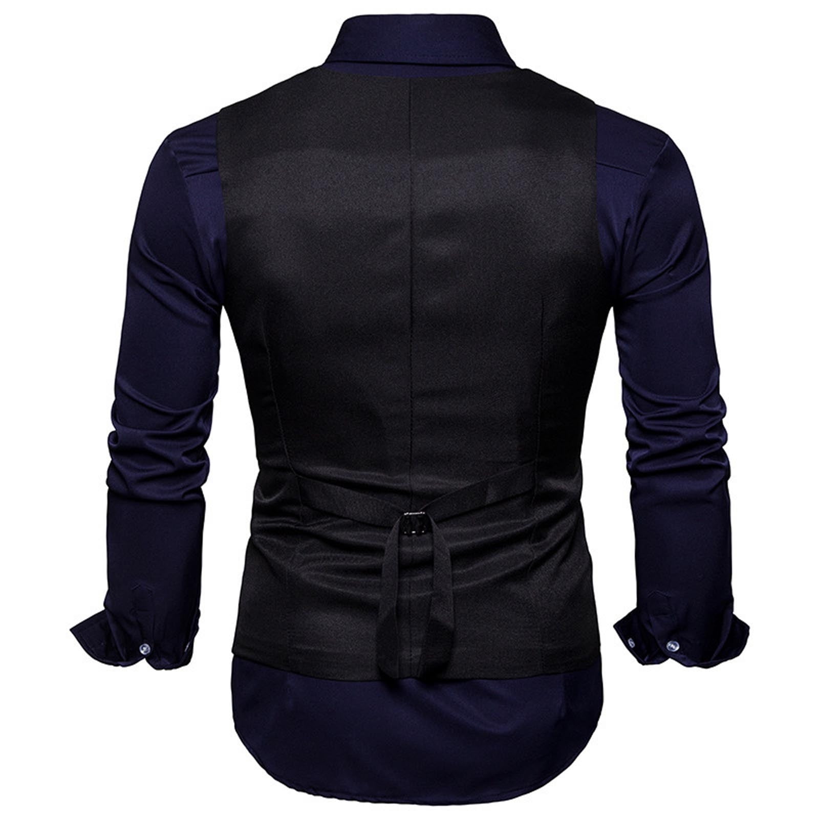 Men's Business Formal Suit Vest Double-breasted Dress Suits Blazer V-neck Trim Waistcoat Wedding Tuxedo Vest