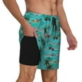 thumbnail image 3 of Daiia Hawaii Palms Mens Swim Trunks Swim Shorts Quick Dry Swim Shorts with Mesh Lining Pockets-Large, 3 of 9
