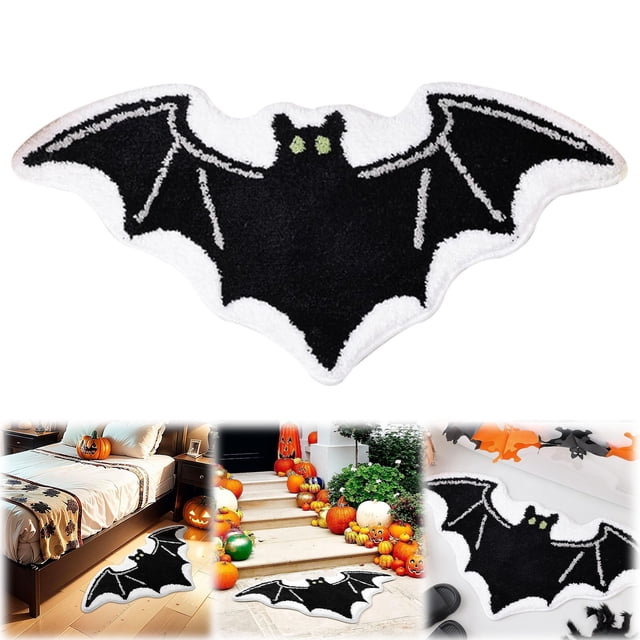 WHEANG Unwelcome Bat Door Rug Unwelcome Bat Coconut Fiber Rug Gothic Coconut Fiber Rug For Front Door Outdoor Halloween Decorations