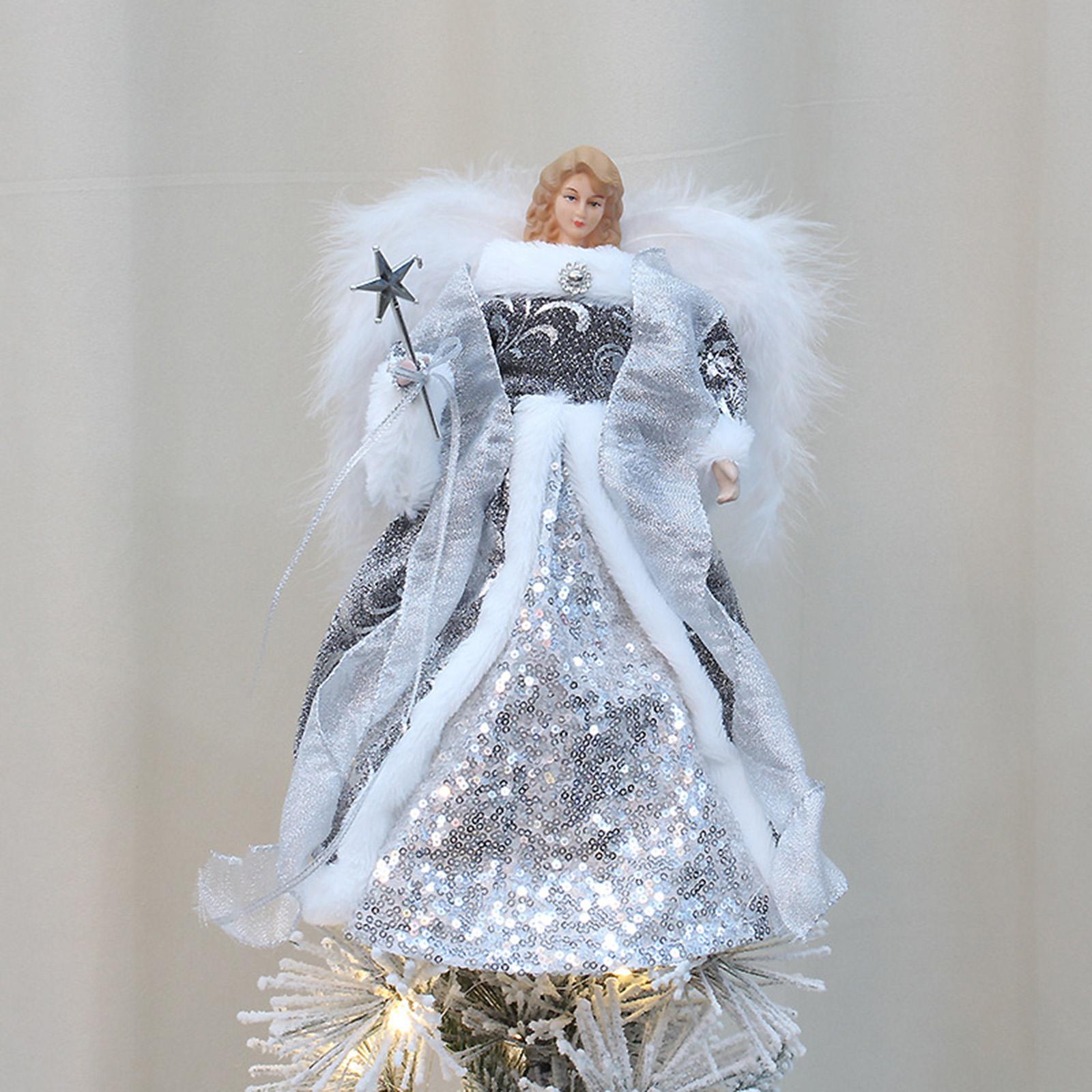 Topper D’arbre De Noël Ange Rouge 12,6 Pouces – Figurine Décorative Pour Sapin, Maison, Vacances D’hiver