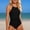 Black, variant on Solid Color One Piece Swimsuit for Women Padded Open Back Conservative Slim Fit Bathing Suit Red M