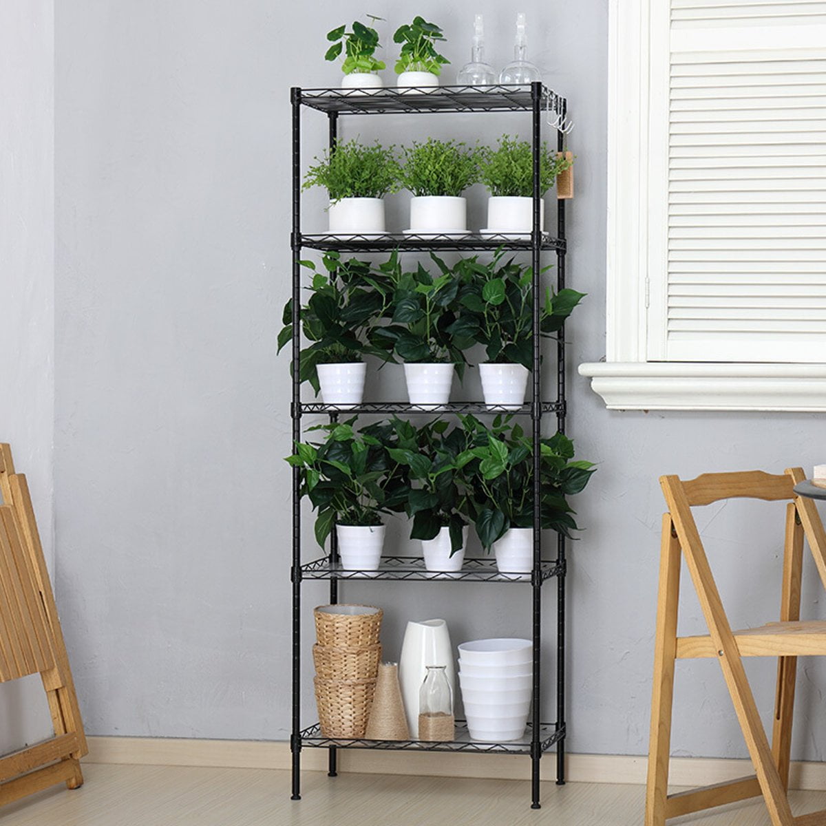 5-Tier Wire Shelving Metal Wire Shelf Storage Rack Durable ...