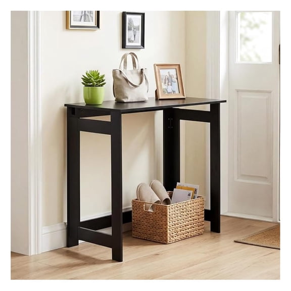 WoofPaw 32" Folding Console Table, Narrow Entryway Table with Foldable Legs, Behind Couch Sofa Table, Accent Table for Living Room, Hallway, Foyer, Entrance, Small Spaces, Black