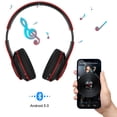 thumbnail image 2 of Leyeet Foldable Over-Ear Bluetooth Singular Wireless Headphones with Mic, Red, 2 of 12