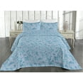 thumbnail image 2 of Ambesonne Leafy Design Quilted Bedspread Set 3 Pcs, Modern Simple Leaves, King, Ceil Blue Dark Seafoam, 2 of 4