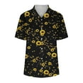 thumbnail image 4 of Wycnly Womens Tops Dressy Casual Short Sleeve V-Neck Sunflower Print Summer Shirts Lightweight Plus Size Lapel Button Cardigan Blouses Yellow S Clearance Clothes, 4 of 5