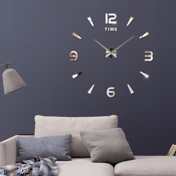 Frameless Mute DIY Wall Clock 3D Mirror Large Home Decor Stickers for Living Room Bedroom Office