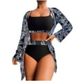 thumbnail image 2 of HaoXianJian 3 Piece Women's Swimsuits Bikinis with Mesh Long Shirt Bathing Suit Thong Hight Waisted V Neck Swimwear 2025 Swim Suit, 2 of 5