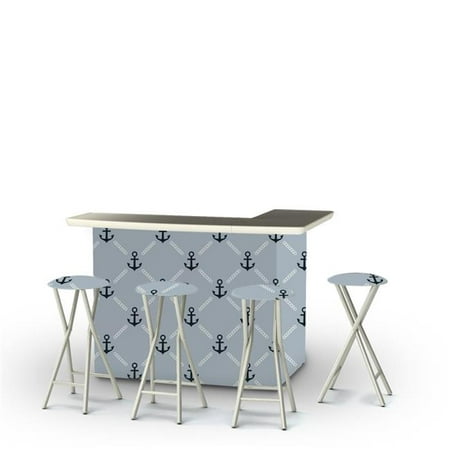Best of Times 2002W2102-NG Anchors Away Portable Bar with Matching Bar Stools, Navy & (Best Cocktail Bar Set)