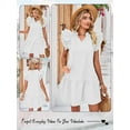 thumbnail image 7 of HUBERY Women Lace Up V Neck Layered Ruffle Sleeves Flouncing Hem Mini Dress, 7 of 7