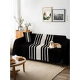 thumbnail image 3 of Black Beige Striped Couch Cover for 2 Cushion Sofa, Modern Farmhouse Retro Lines Washable Loveseat Sofa Covers Slipcover for Sectional Sofas L-Shaped, Couch Throw Cover 71"x118", 3 of 9