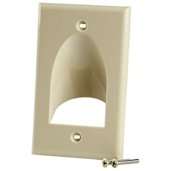 Single Gang Bulk Cable Wall Plate Ivory SLOT INSIDE WALL